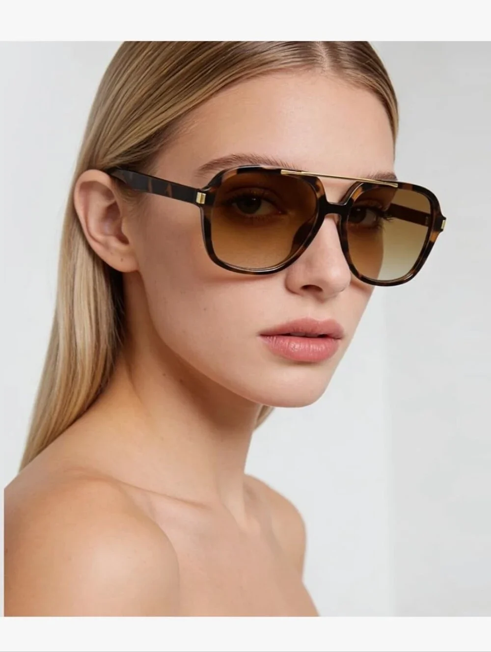 Tortoiseshell Oversized Square Sunglasses with Brown Gradient Lenses